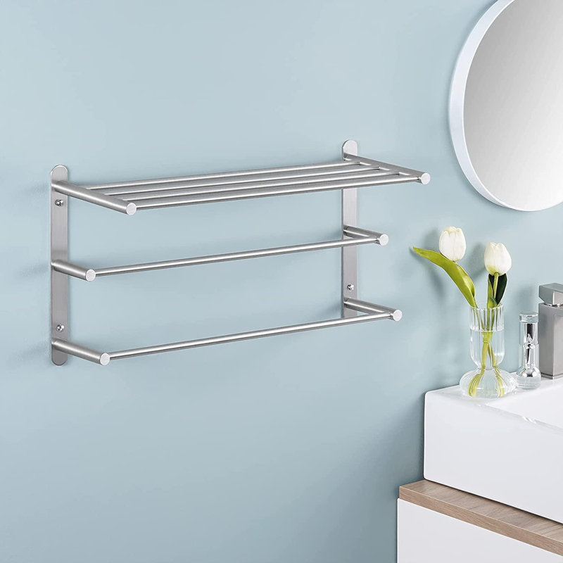 ZWISSLIV Towel Shelf 24 Inch Wall Mount Towel Rack With Double Towel